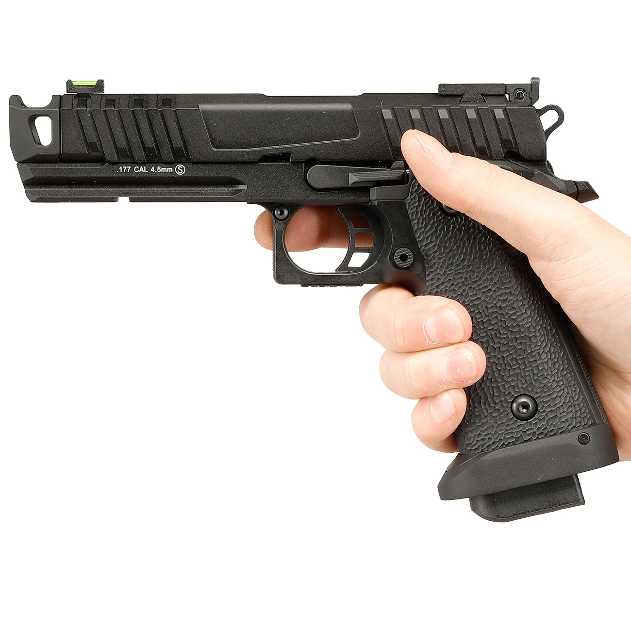 KLI Hi-Capa 4.3 Troika MK1 CO2 Luftpistole Kal. 4,5 mm BB Vollmetall Blowback schwarz Bild 3
