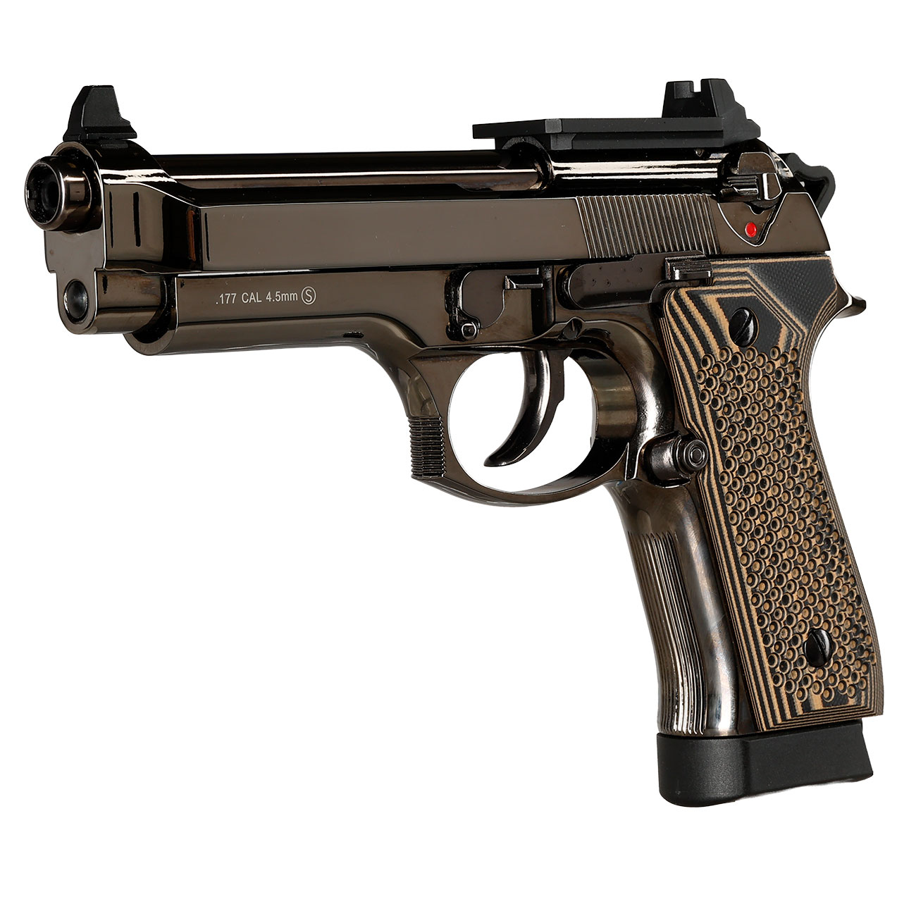 KLI M92 Fusion Optic Ready CO2 Luftpistole Kal. 4,5 mm BB Vollmetall Blowback Blackchrome-Finish - G10 Grip Edition Bild 2