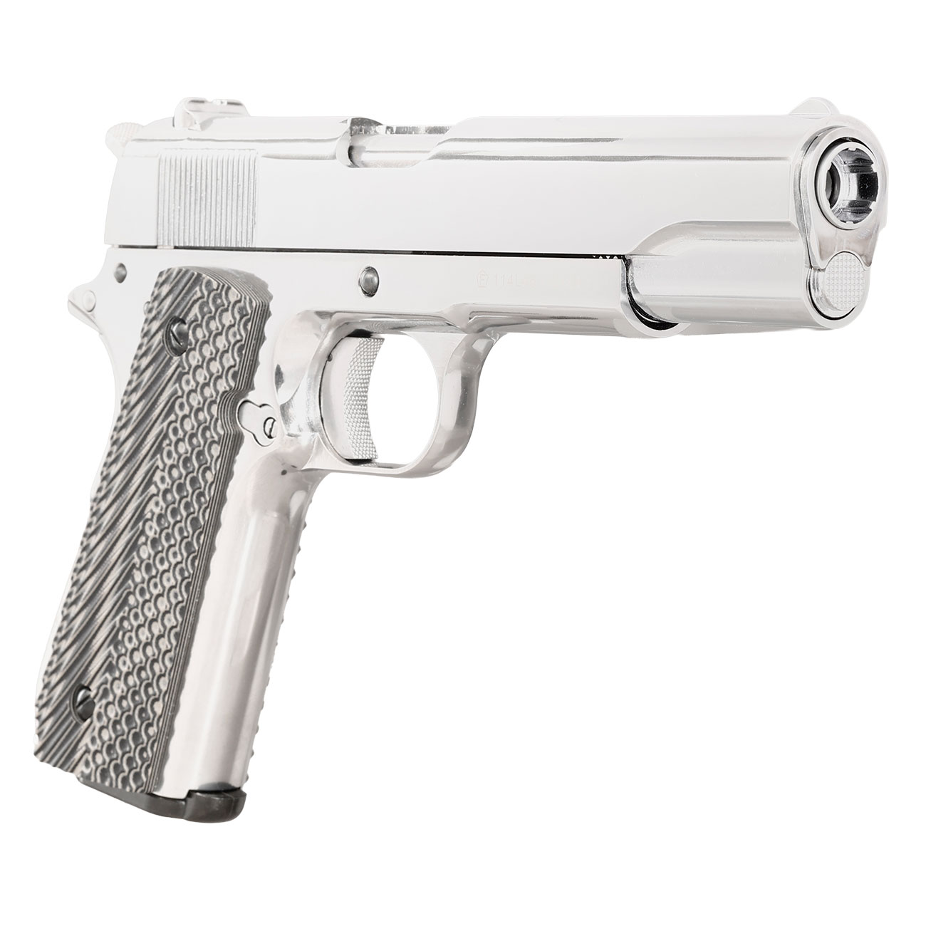 KLI M1911-A1 CO2 Luftpistole Kal. 4,5 mm BB Blowback Vollmetall Platinum Chrome-Finish - G10 Grip Edition Bild 9