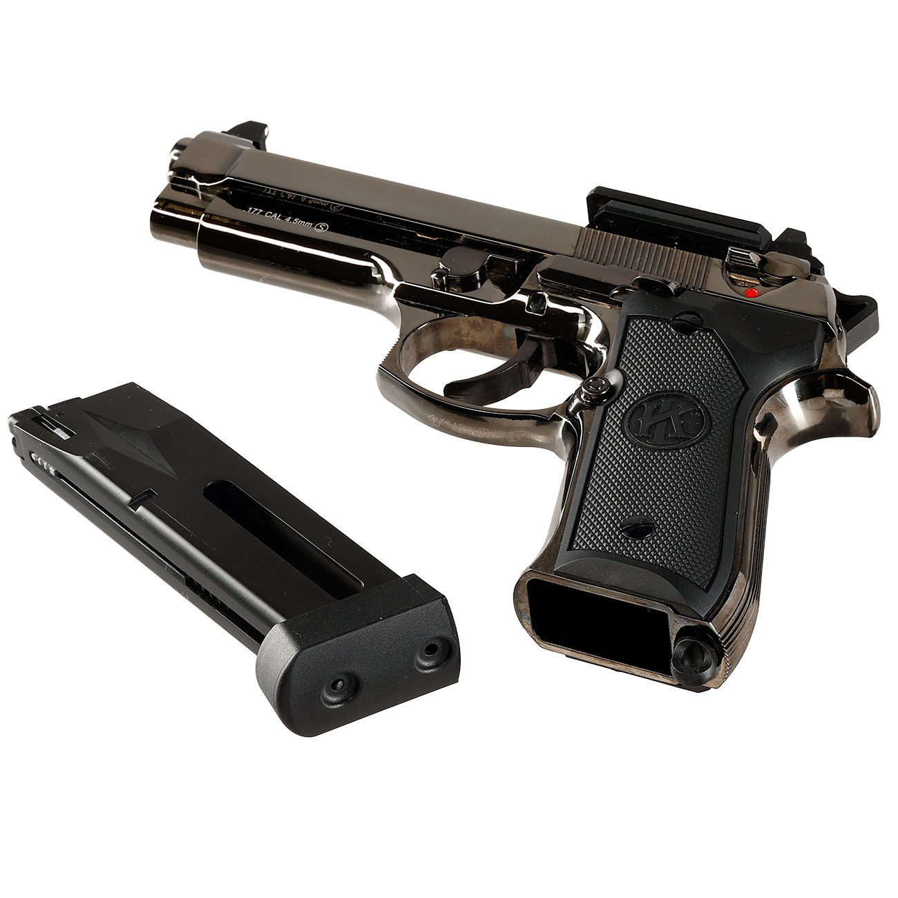 KLI M92 Fusion Optic Ready CO2 Luftpistole Kal. 4,5 mm BB Vollmetall Blowback Blackchrome-Finish Bild 7