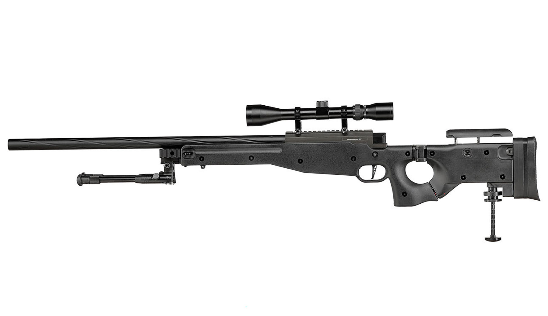 Well L96 AWS-338 Springer Snipergewehr mit Zweibein / Zielfernrohr Kugeln 6mm BB und Zielscheibe Bild 2