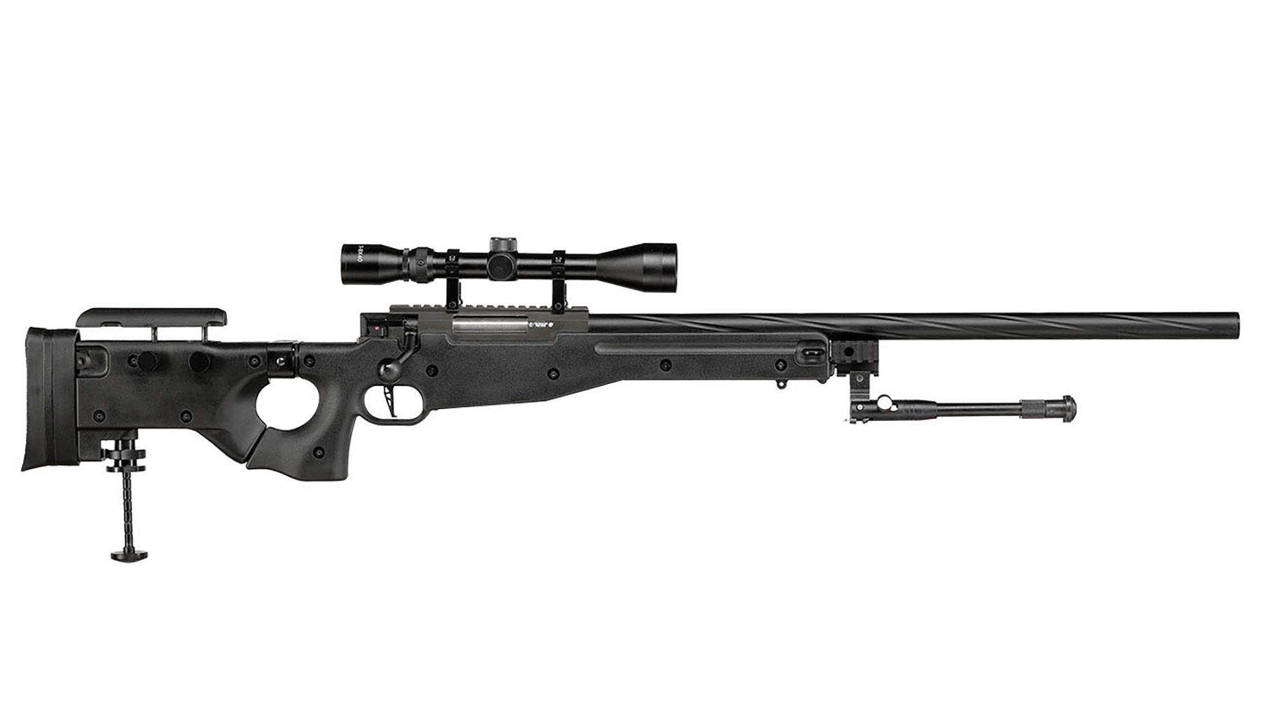 Well L96 AWS-338 Springer Snipergewehr mit Zweibein / Zielfernrohr Kugeln 6mm BB und Zielscheibe Bild 3