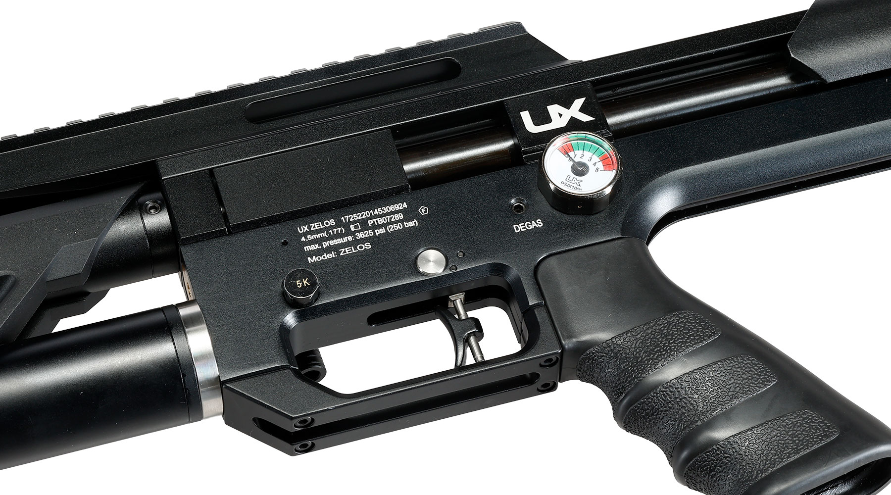 UX Zelos Bullpup Pressluftgewehr PCP 24-Schuss Kal. 4,5 mm Diabolo schwarz inkl. 2 Magazine Bild 7