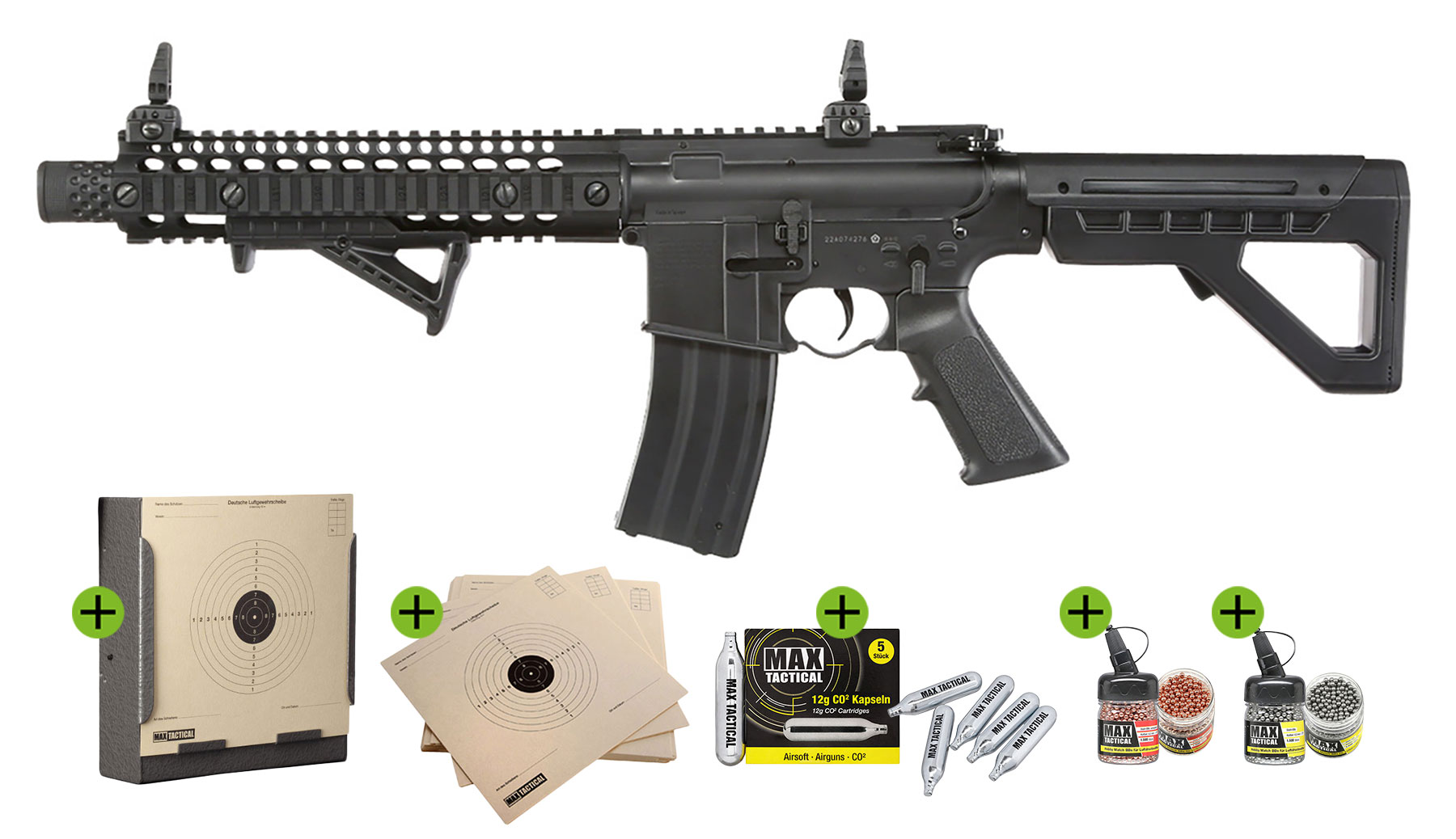 Crosman SBR CO2 Luftgewehr 4,5 mm BB Blowback Sofort Start Set inkl. Kugelfangkasten, Zielscheiben, CO2 & 3000 Stahl BBs