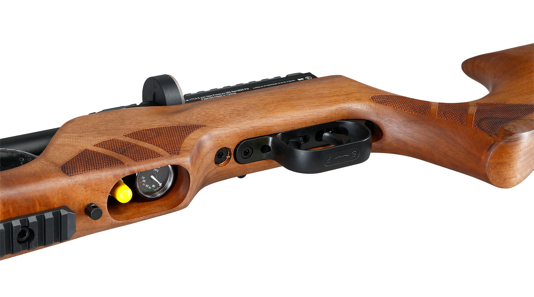 Reximex Lyra-K Pressluftgewehr PCP Kal. 4,5 mm Diabolo Walnussholz inkl. 2 x 14-Schuss Magazin & Einzelschussadapter Bild 7