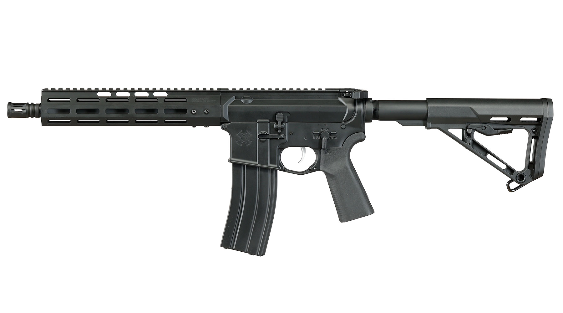 APS / EMG Noveske M4 10.5 Zoll Chainsaw S-EAG Luftgewehr Vollmetall Kal. 4,5mm Stahl-BB schwarz