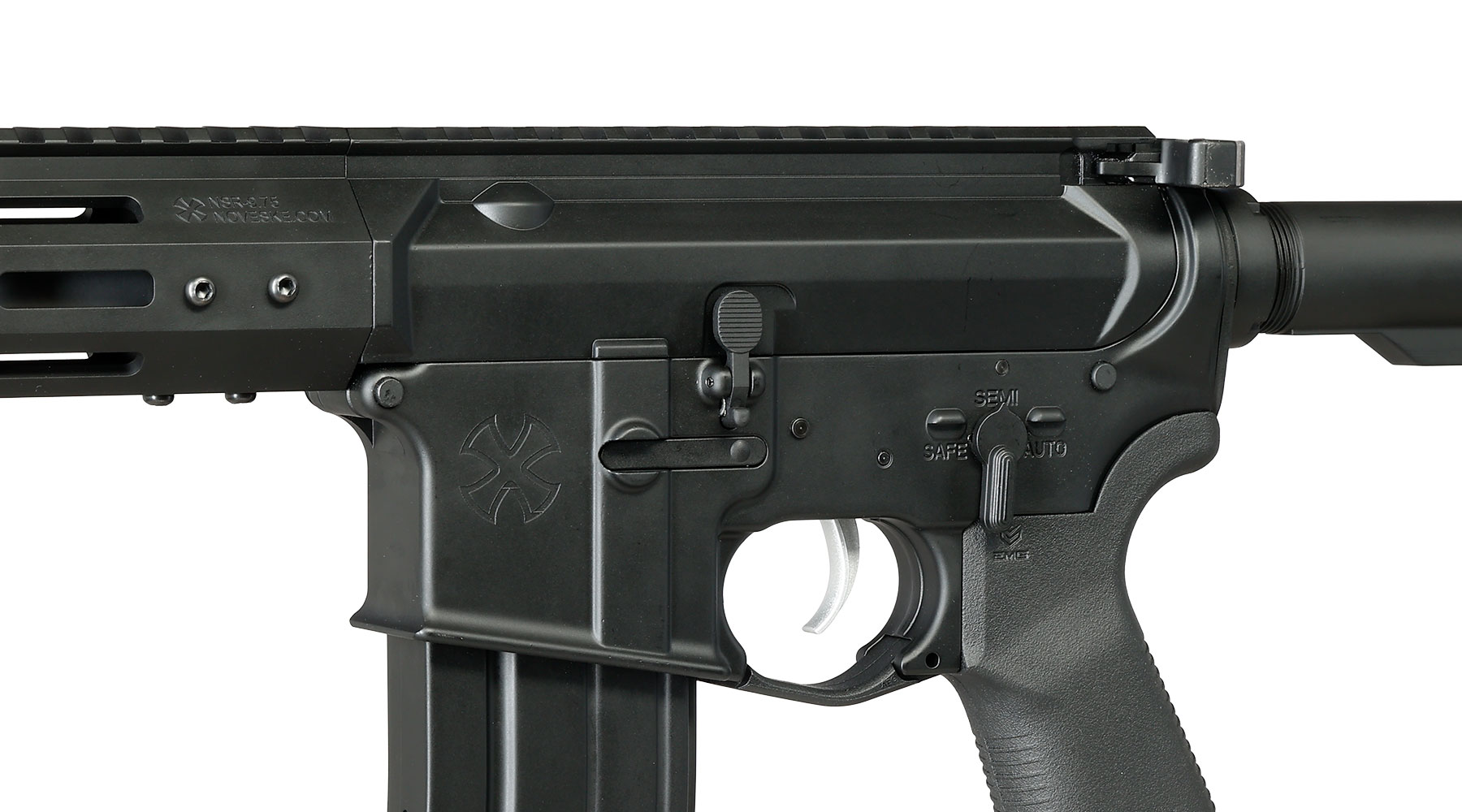 APS / EMG Noveske M4 10.5 Zoll Chainsaw S-EAG Luftgewehr Vollmetall Kal. 4,5mm Stahl-BB schwarz Bild 4