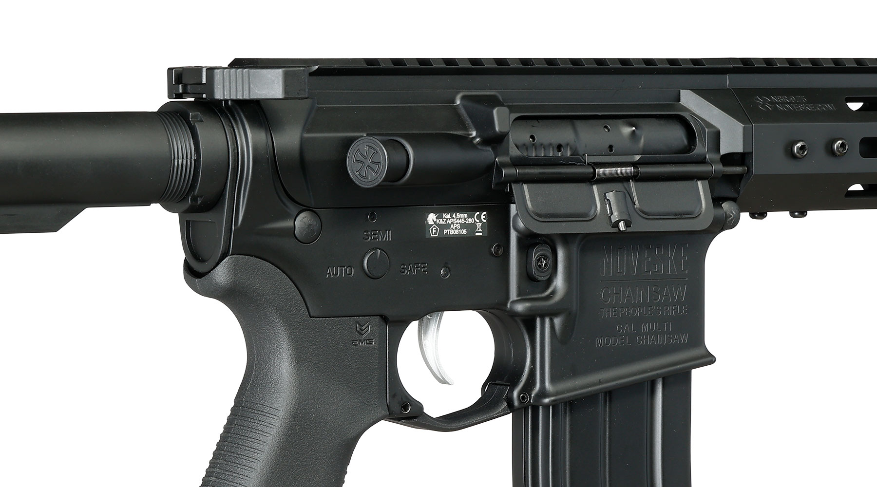 APS / EMG Noveske M4 10.5 Zoll Chainsaw S-EAG Luftgewehr Vollmetall Kal. 4,5mm Stahl-BB schwarz Bild 9