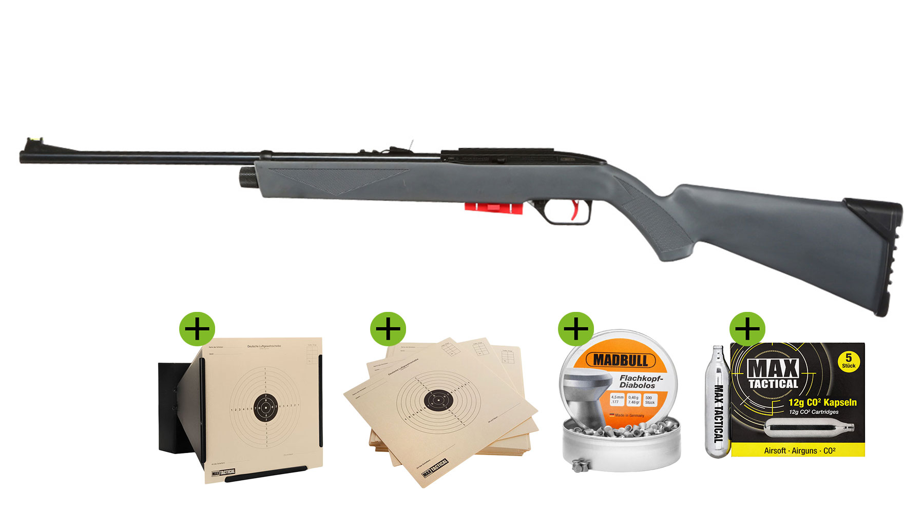Crosman 1077 Freestyle 4,5 mm CO2 Luftgewehr Set mit Kugelfang, Zielscheiben und Diabolos