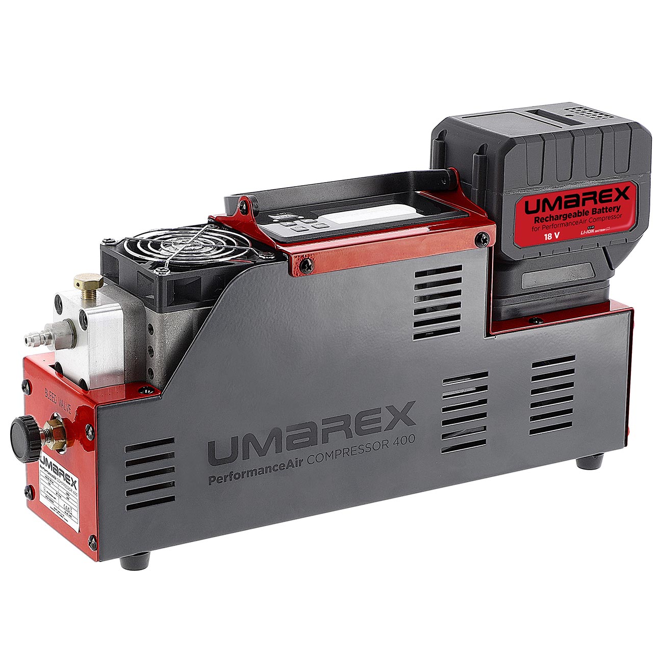 Umarex PAC 400 PerformanceAir Kompressor f�r Pressluftwaffen / Paintball / HPA Airsoft rot inkl. Akku und Ladeger�t Bild 2