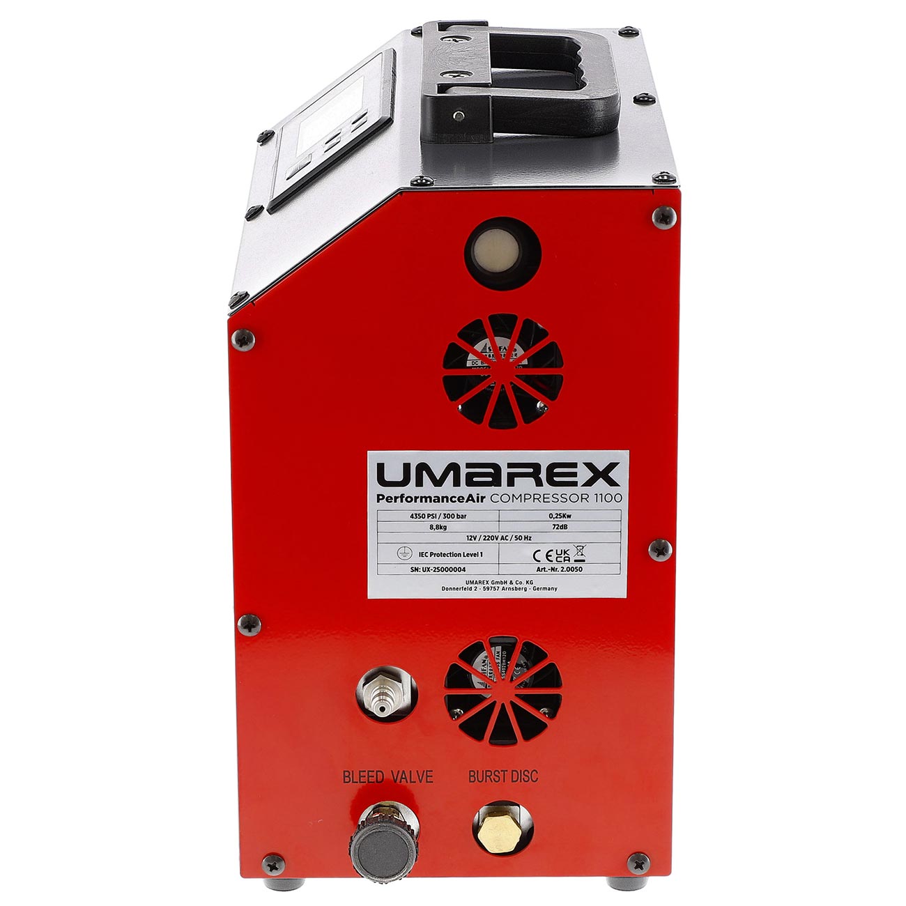 Umarex PAC 1100 PerformanceAir Kompressor f�r Pressluftwaffen / Paintball / HPA Airsoft rot 12 / 230V Bild 3