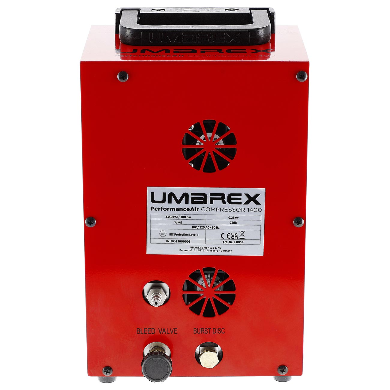 Umarex PAC 1400 PerformanceAir Kompressor f�r Pressluftwaffen / Paintball / HPA Airsoft rot inkl. 2x Akku und Ladeger�t Bild 3
