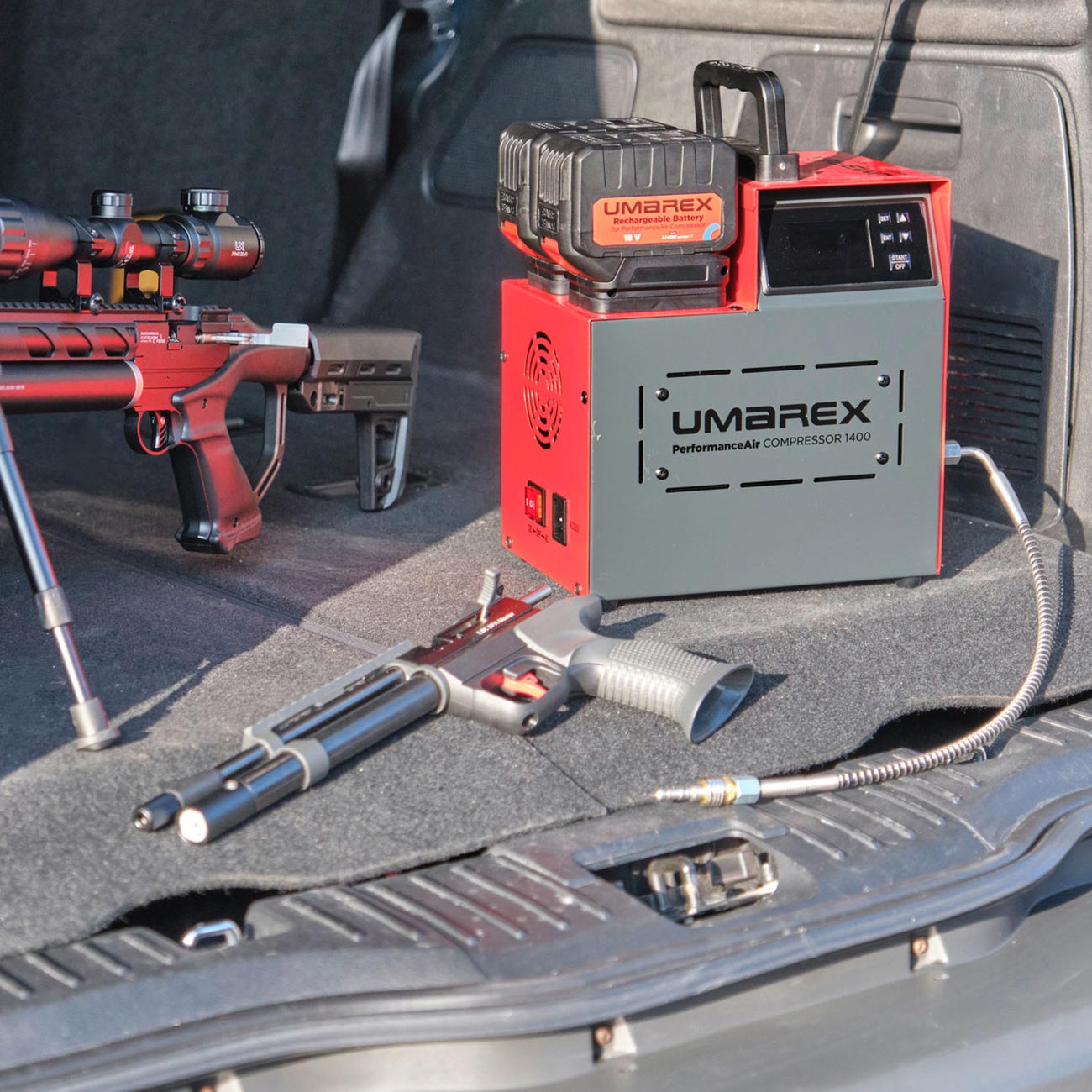 Umarex PAC 1400 PerformanceAir Kompressor f�r Pressluftwaffen / Paintball / HPA Airsoft rot inkl. 2x Akku und Ladeger�t Bild 7