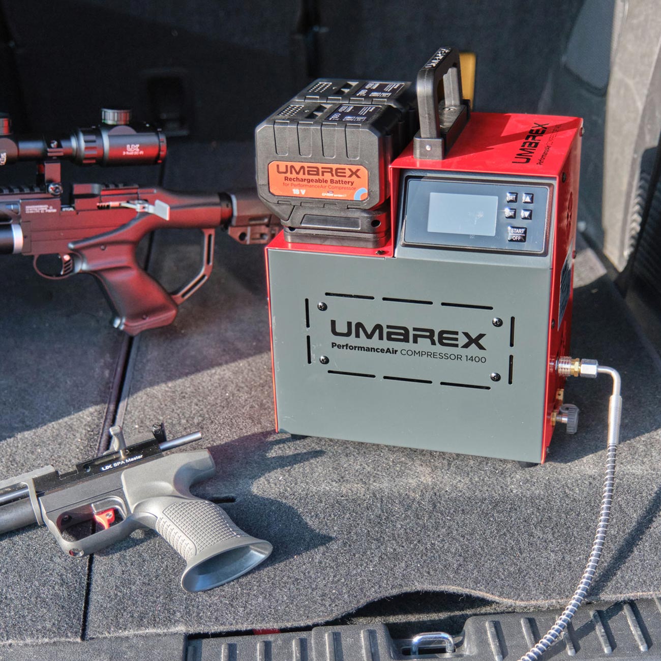 Umarex PAC 1400 PerformanceAir Kompressor f�r Pressluftwaffen / Paintball / HPA Airsoft rot inkl. 2x Akku und Ladeger�t Bild 8