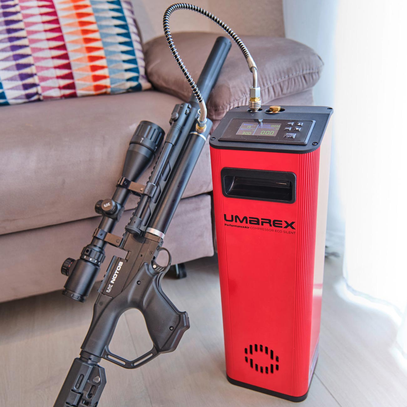 Umarex PAC Eco Silent PerformanceAir Kompressor f�r Pressluftwaffen / Paintball / HPA Airsoft rot 230V Bild 7