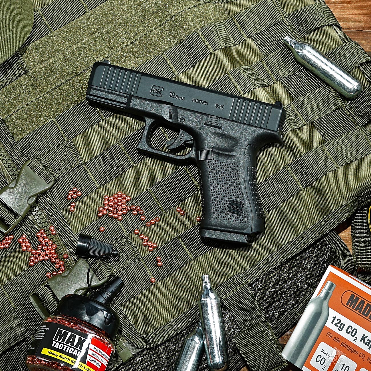 Glock 19 Gen5 CO2 Luftpistole Kal. 4,5mm BB Metallschlitten Non-Blowback schwarz Bild 1