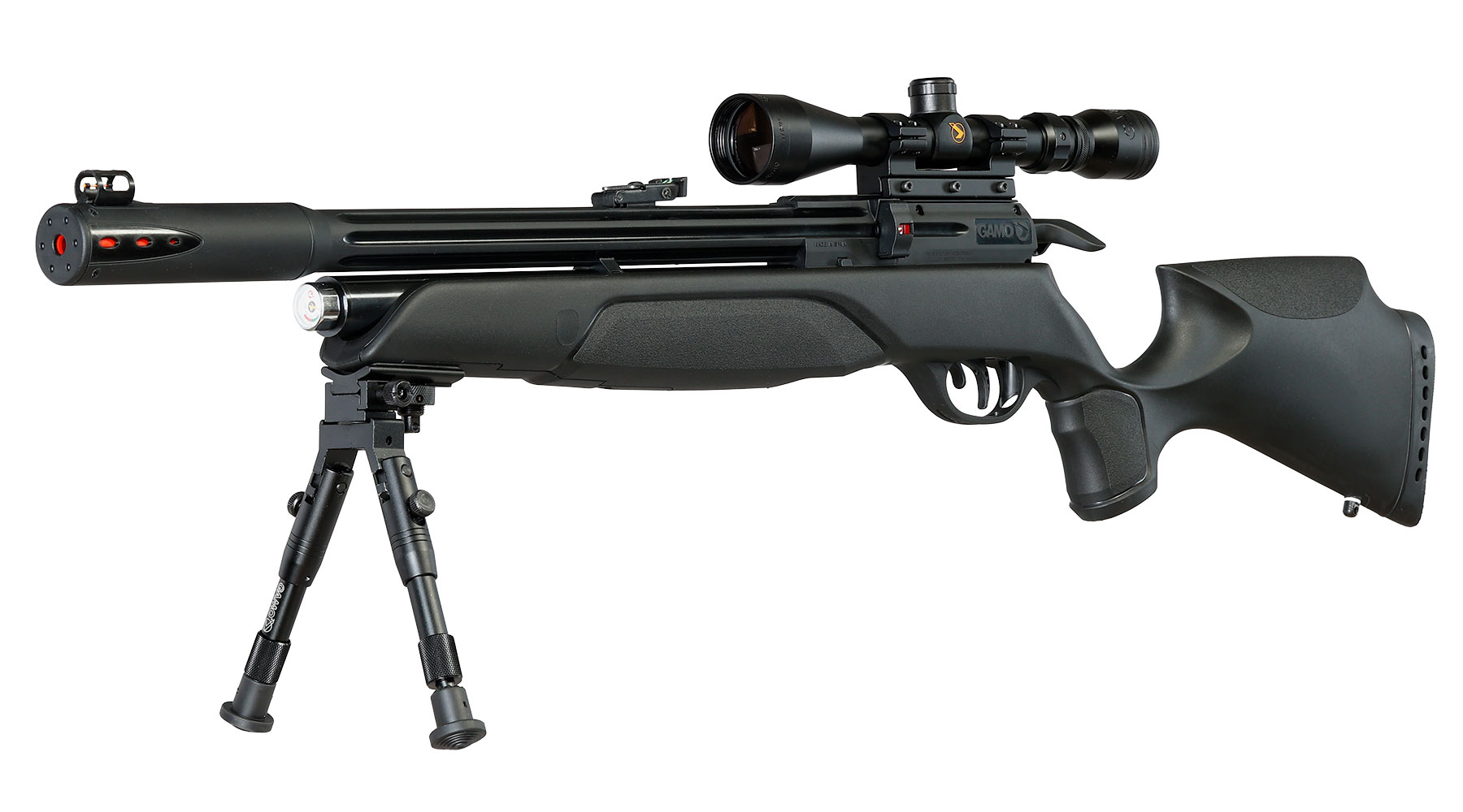 Gamo Arrow Pressluftgewehr PCP Kal. 5,5mm Diabolo 10-sch�ssig schwarz inkl. Zielfernrohr WR 3-9x40 / Zweibein Bild 1