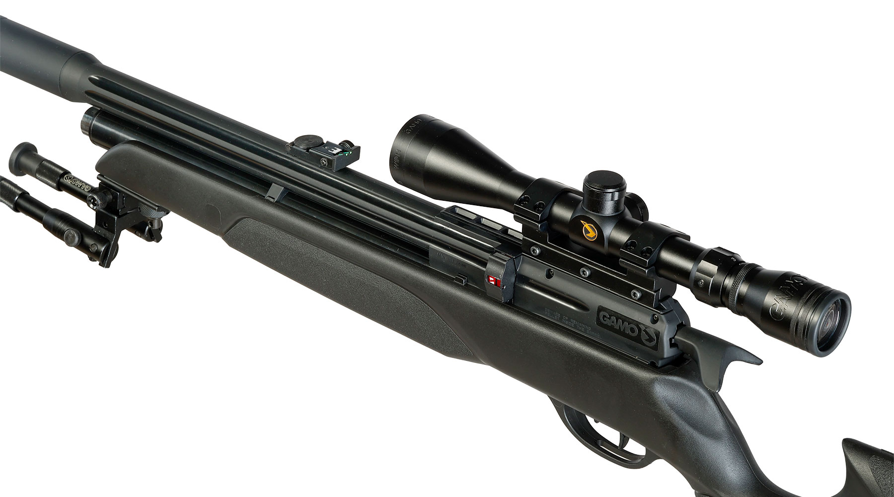 Gamo Arrow Pressluftgewehr PCP Kal. 5,5mm Diabolo 10-sch�ssig schwarz inkl. Zielfernrohr WR 3-9x40 / Zweibein Bild 3