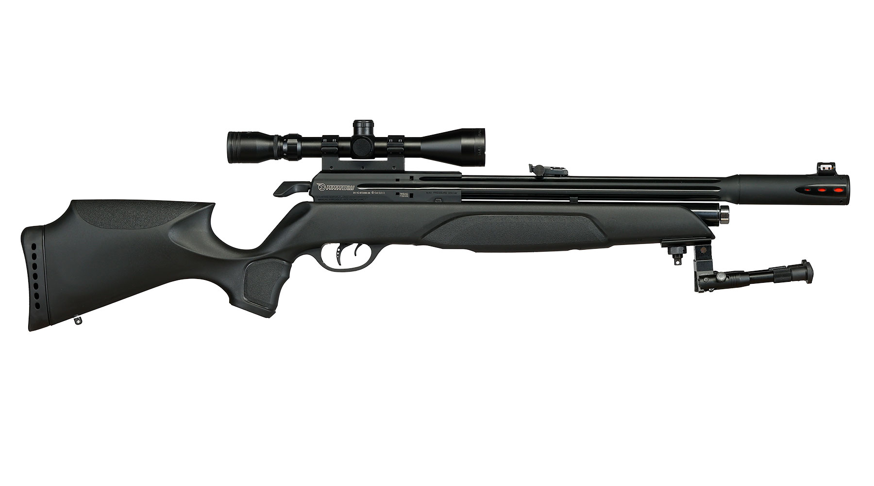 Gamo Arrow Pressluftgewehr PCP Kal. 5,5mm Diabolo 10-sch�ssig schwarz inkl. Zielfernrohr WR 3-9x40 / Zweibein Bild 4