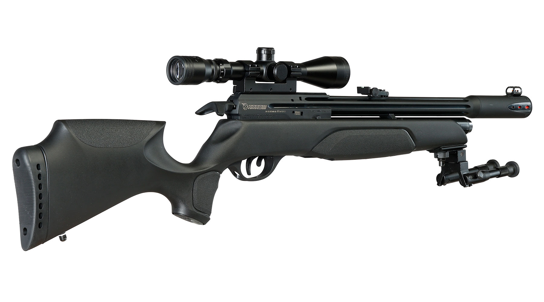 Gamo Arrow Pressluftgewehr PCP Kal. 5,5mm Diabolo 10-sch�ssig schwarz inkl. Zielfernrohr WR 3-9x40 / Zweibein Bild 5