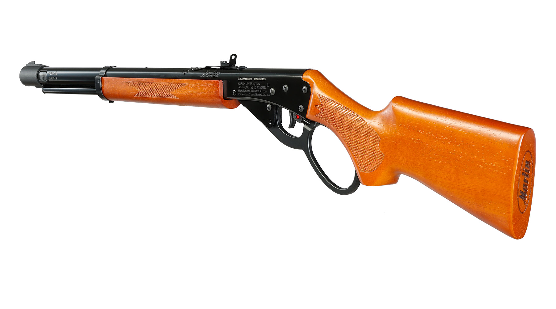 Marlin Lever Action Unterhebelspanner Luftgewehr Set Kal. 4,5 mm BB Echtholzschaft 1500&nbsp;Stahlkugeln und 6 Shooting Bottles Bild 2