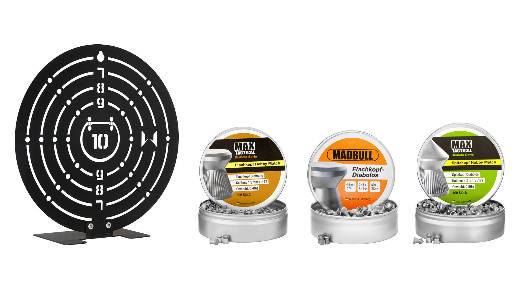 SET H�mmerli Black Force 400 Luftgewehr 4,5 mm Diabolo mit Zielfernrohr 4x32, Circular Training Target & 1400 Diabolos Bild 11