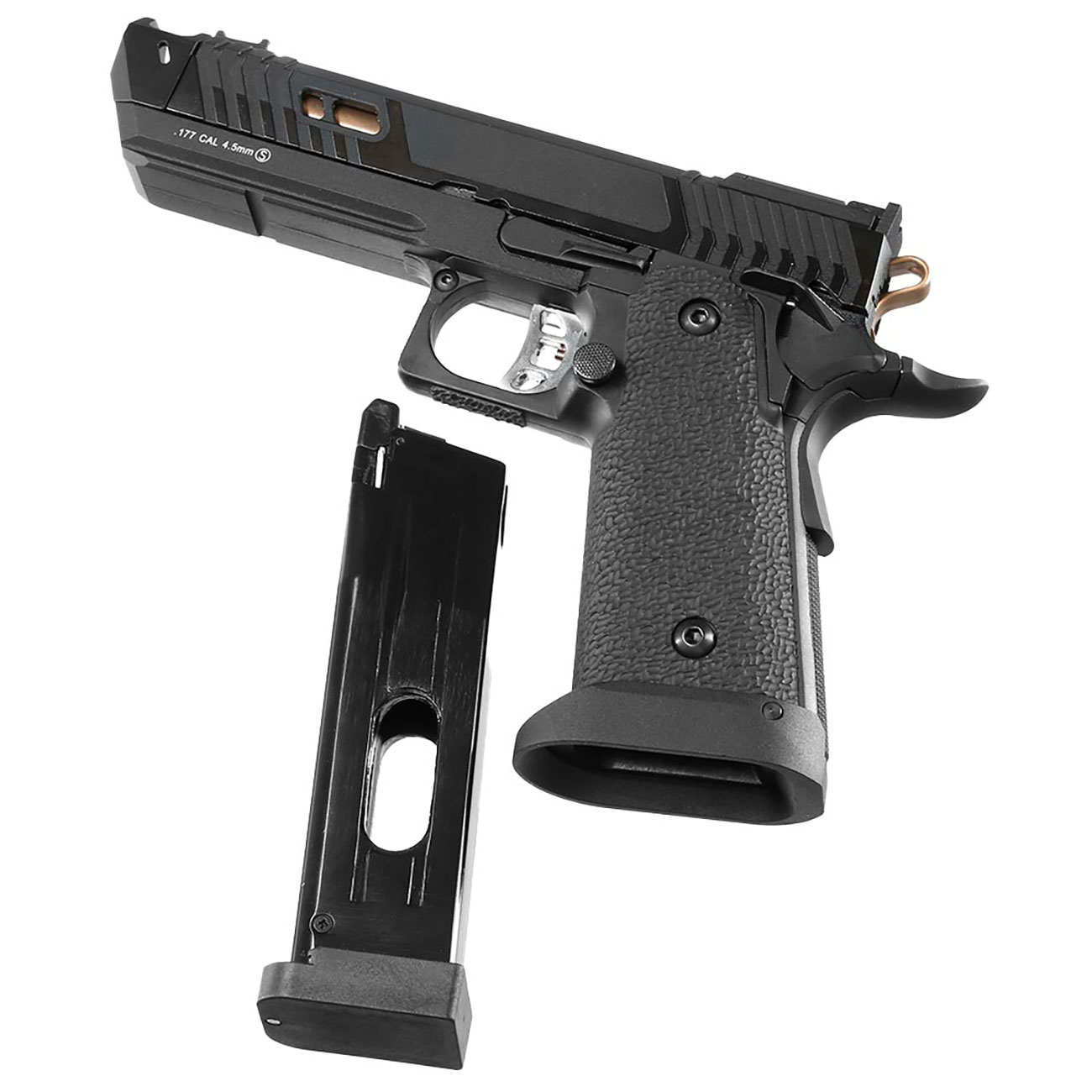 SET KLI Hi-Capa 4.3 Night Viper CO2 Luftpistole 4,5 mm BB mit Koffer, 3000 BBs und 10 CO2-Kapseln Bild 4