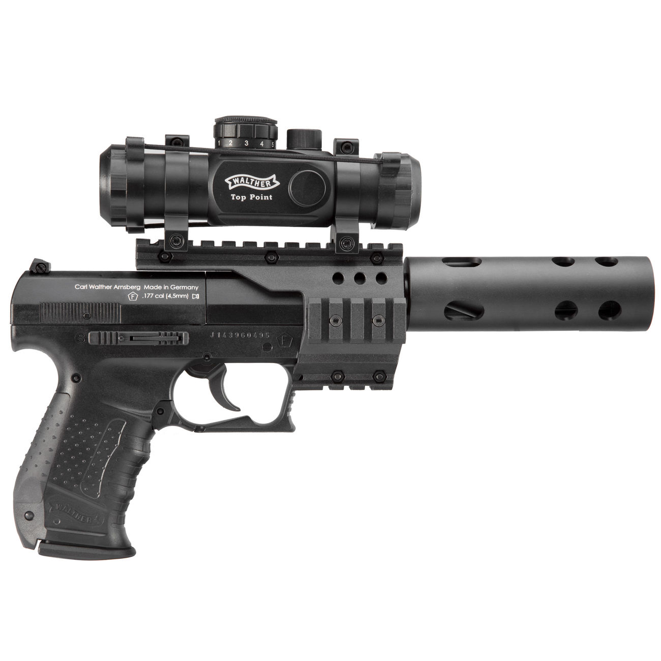 Walther Nighthawk CO2 Luftpistole 4,5 mm Diabolo inkl. Walther Top Point RedDot und Kompensator Bild 2
