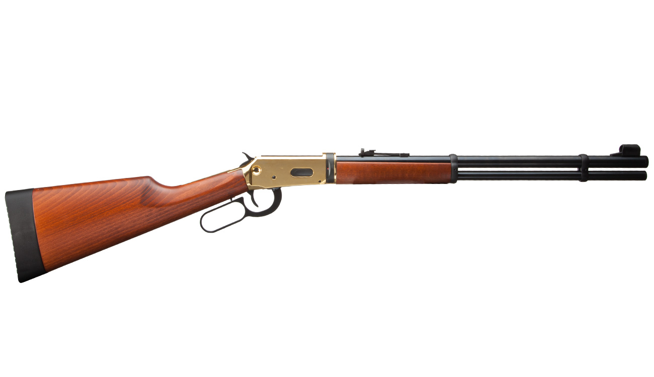 Walther Lever Action Wells Fargo CO2 Unterhebelspanner Luftgewehr 4,5 mm Holzschaft vergoldet Bild 1