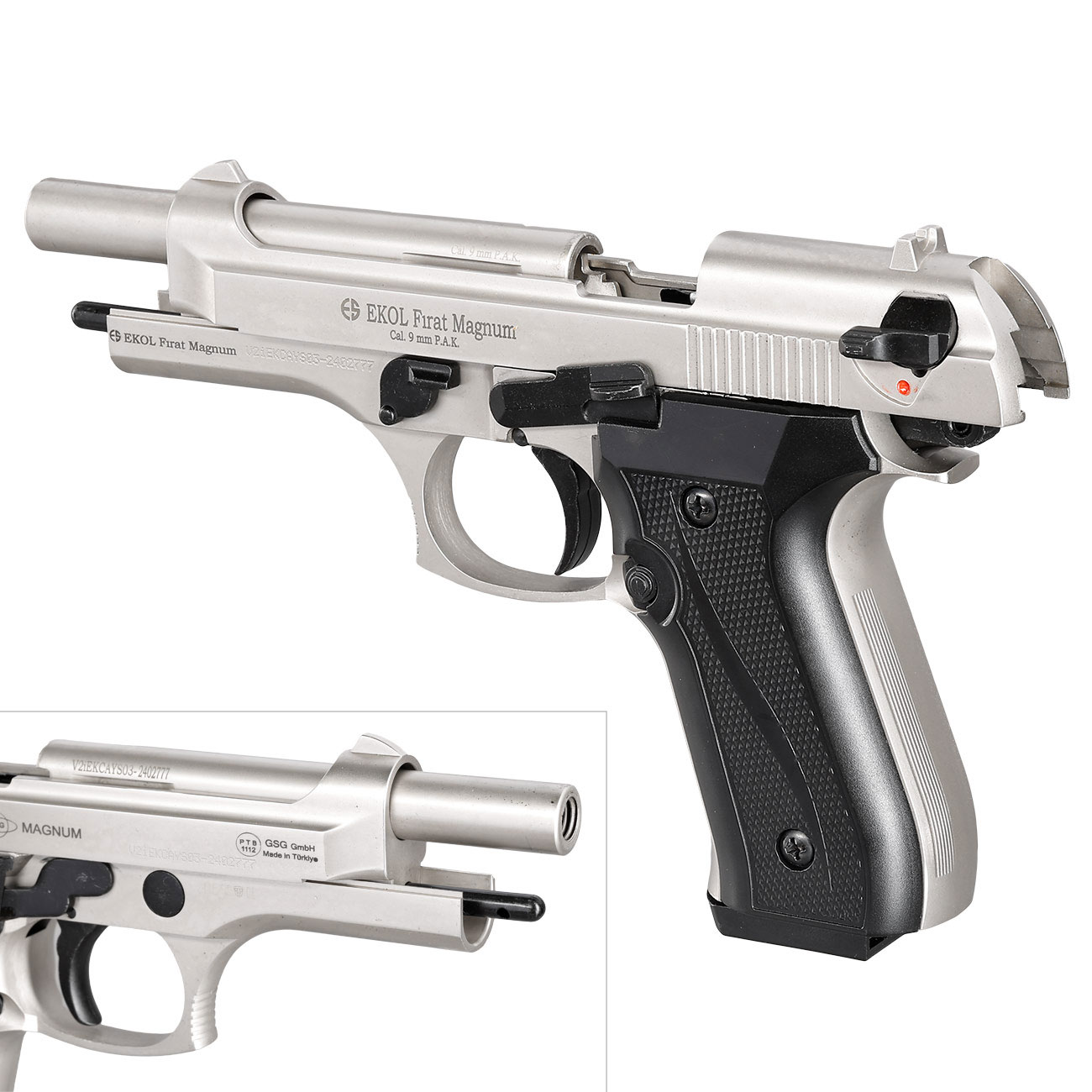 Ekol Firat Magnum Schreckschuss Pistole Kal. 9mm P.A.K. nickel - B-WARE Bild 8