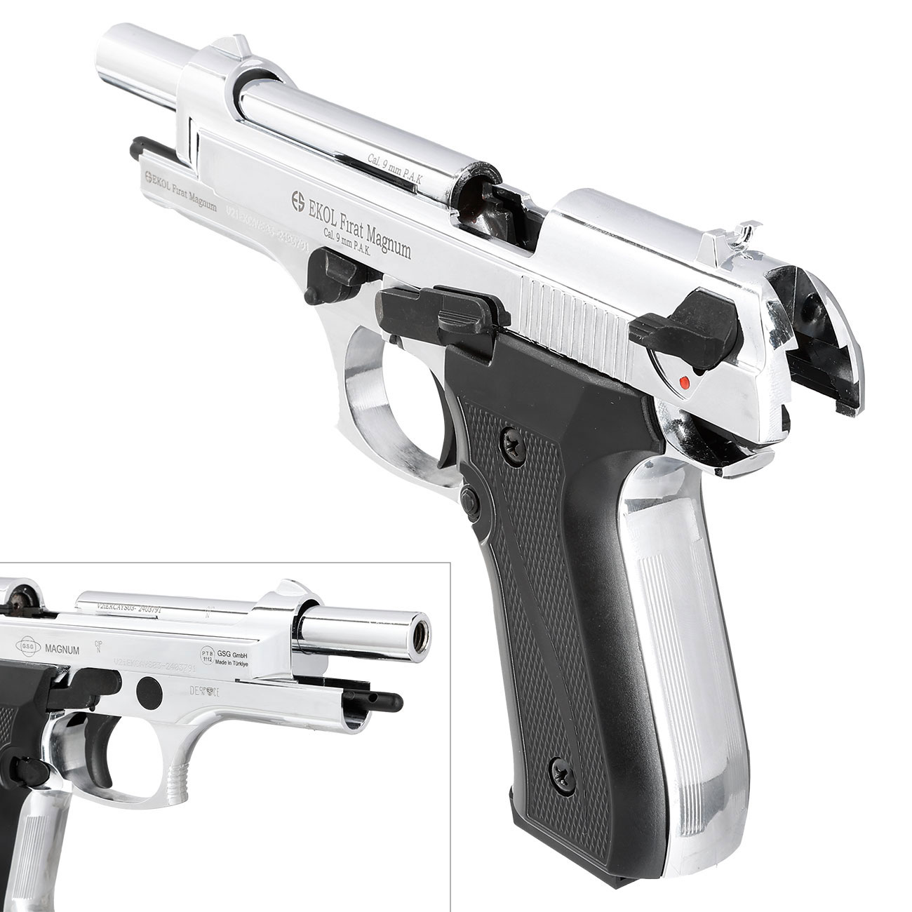 Ekol Firat Magnum Schreckschuss Pistole Kal. 9mm P.A.K. chrom - B-WARE Bild 8