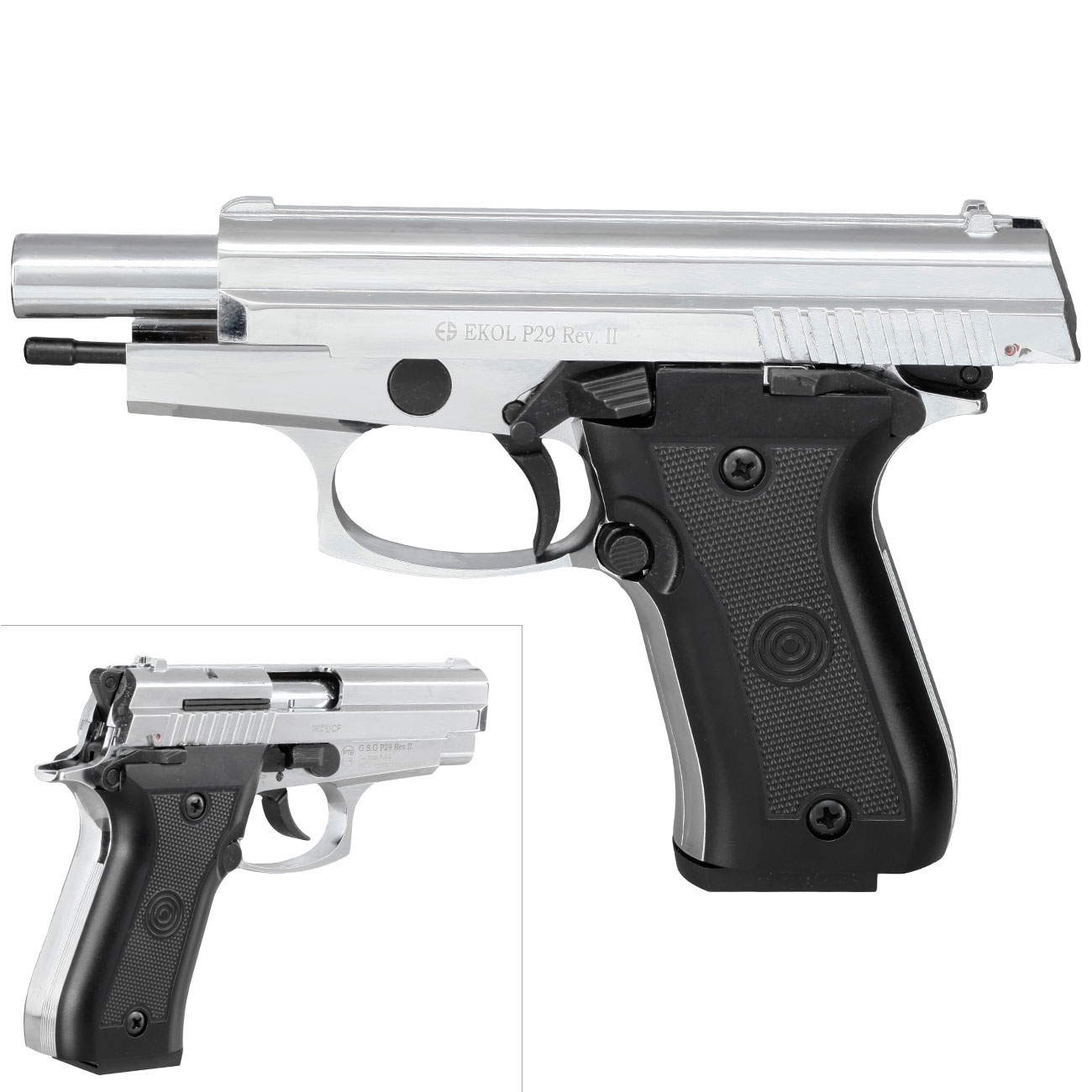 Ekol P29 Rev. II Schreckschuss Pistole Kal. 9 mm P.A.K. verchromt - B-WARE Bild 9