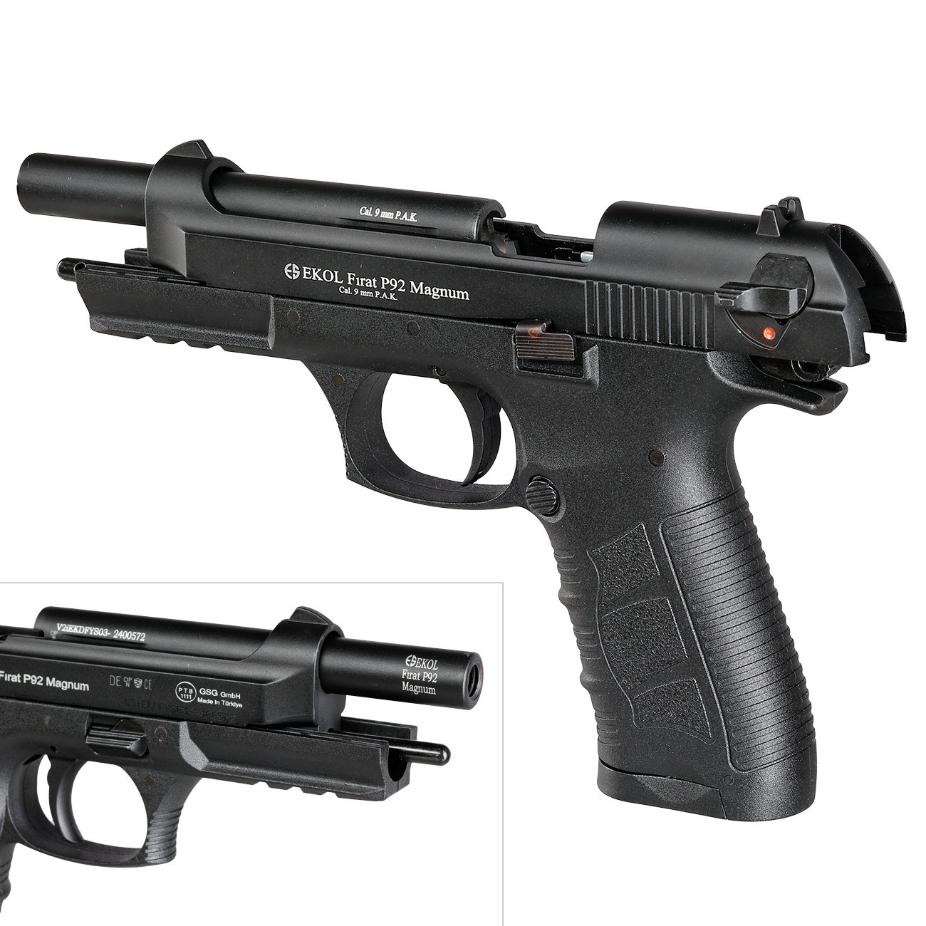 Ekol P92 Magnum Schreckschuss Pistole Kal. 9mm P.A.K. br�niert - B-WARE Bild 8