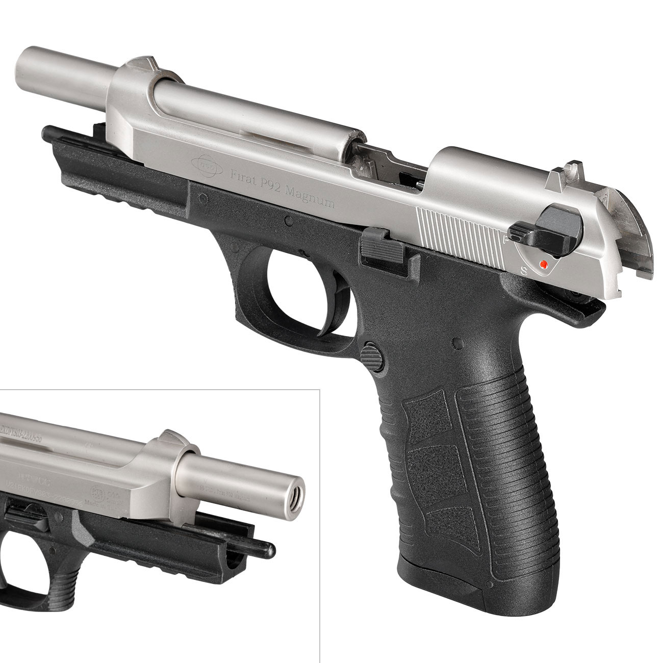 Ekol P92 Magnum Schreckschuss Pistole Kal. 9mm P.A.K. nickel - B-WARE Bild 8