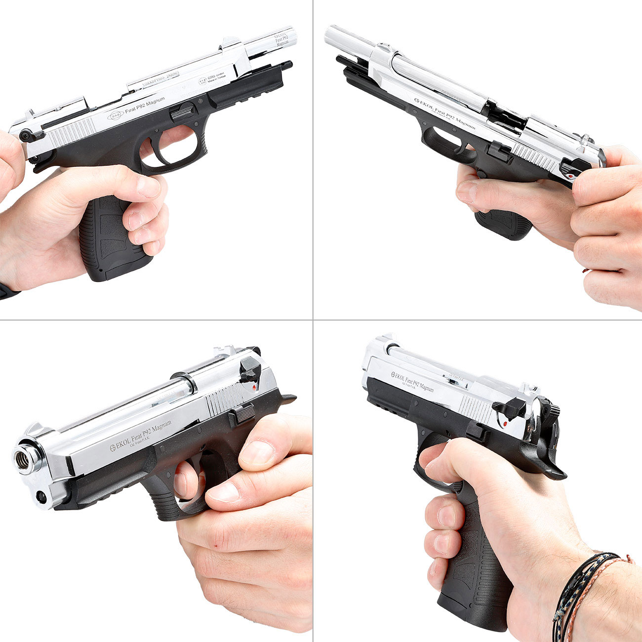 Ekol P92 Magnum Schreckschuss Pistole Kal. 9mm P.A.K. chrom - B-WARE Bild 11