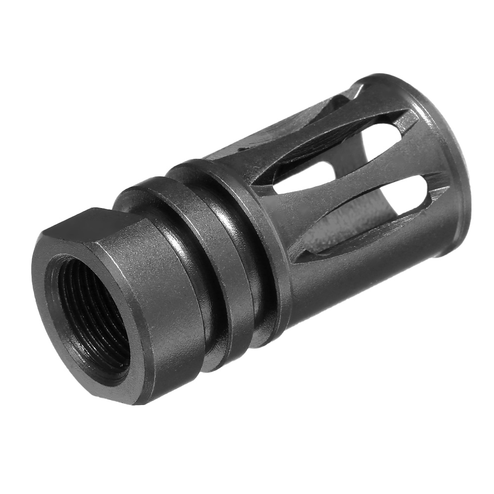 ICS M4 / M16 Birdcage Stahl Flash-Hider schwarz 14mm- Bild 1