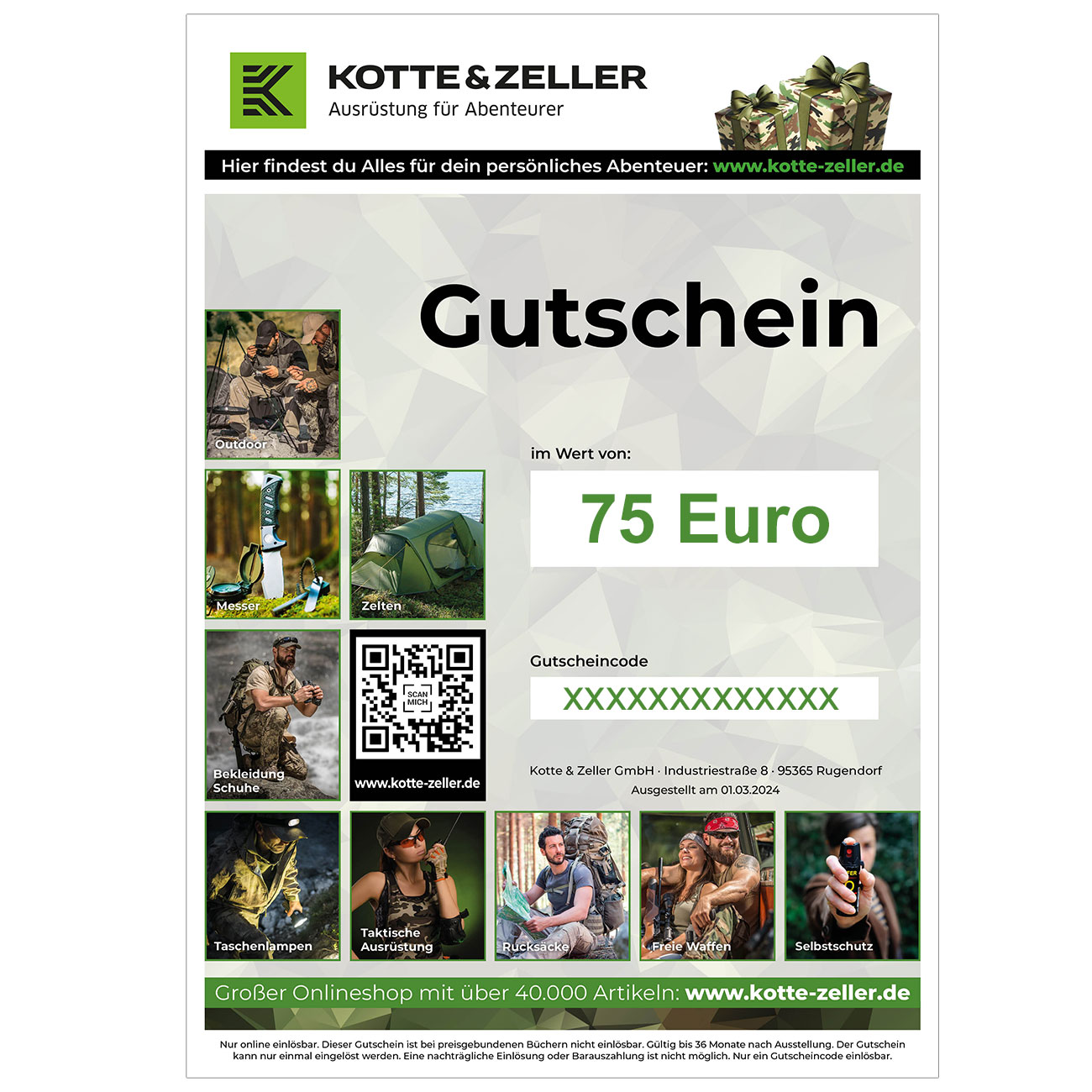 Geschenkgutschein 75 Euro - auf Wunsch personalisierbar