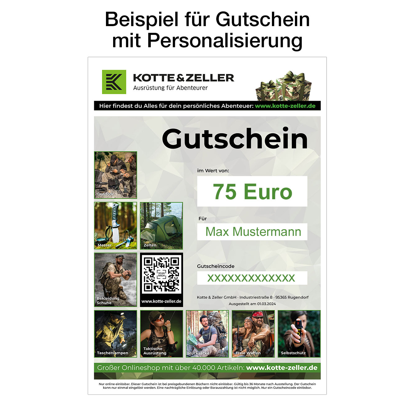 Geschenkgutschein 75 Euro - auf Wunsch personalisierbar Bild 1