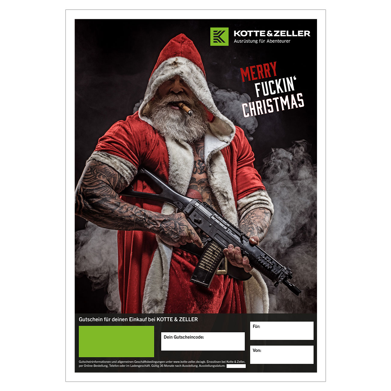 Geschenkgutschein zum Ausdrucken Weihnachtsmotiv Airsoft Merry Fn Christmas