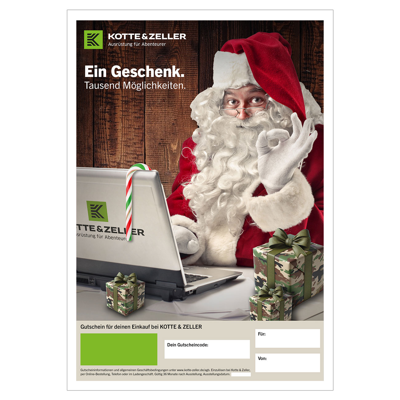 Geschenkgutschein zum Ausdrucken Weihnachtsmotiv 