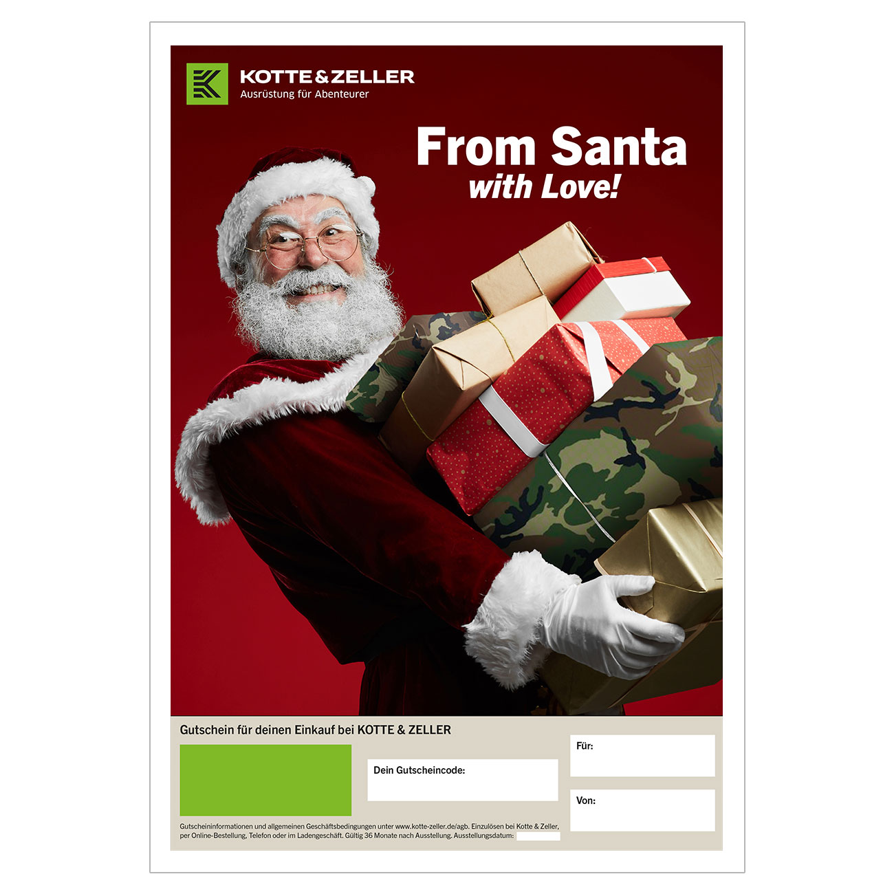 Geschenkgutschein zum Ausdrucken Weihnachtsmotiv Santa