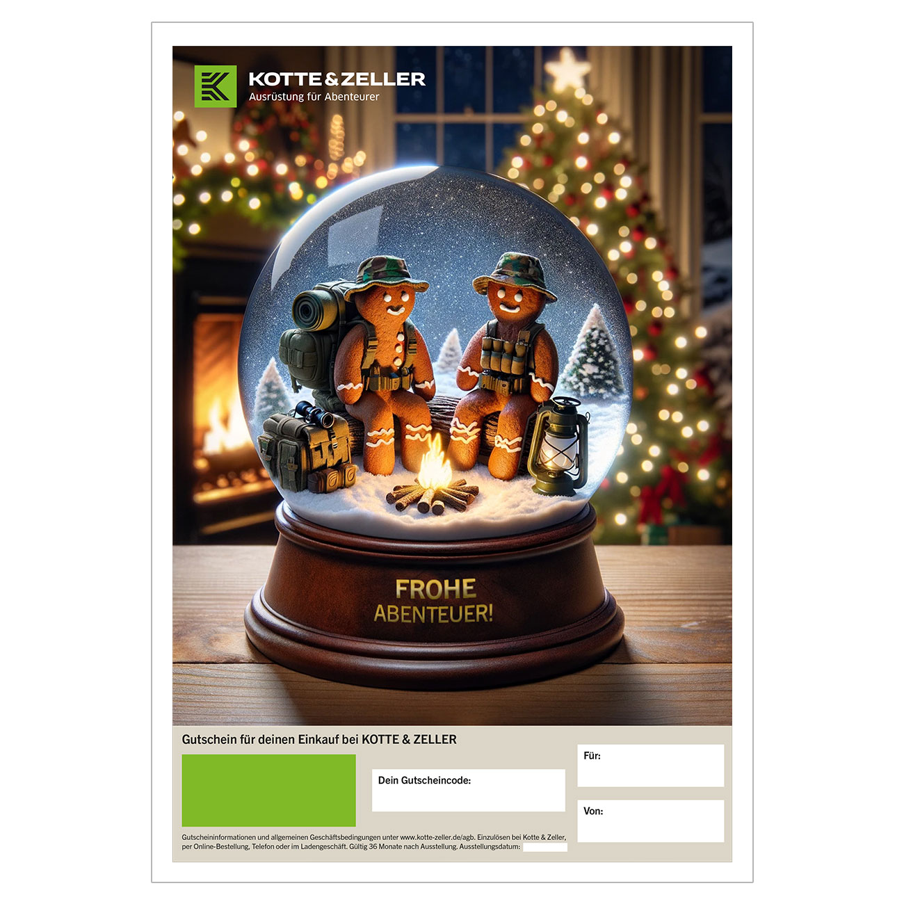 Geschenkgutschein zum Ausdrucken Weihnachtsmotiv Frohe Weihnachtswelt