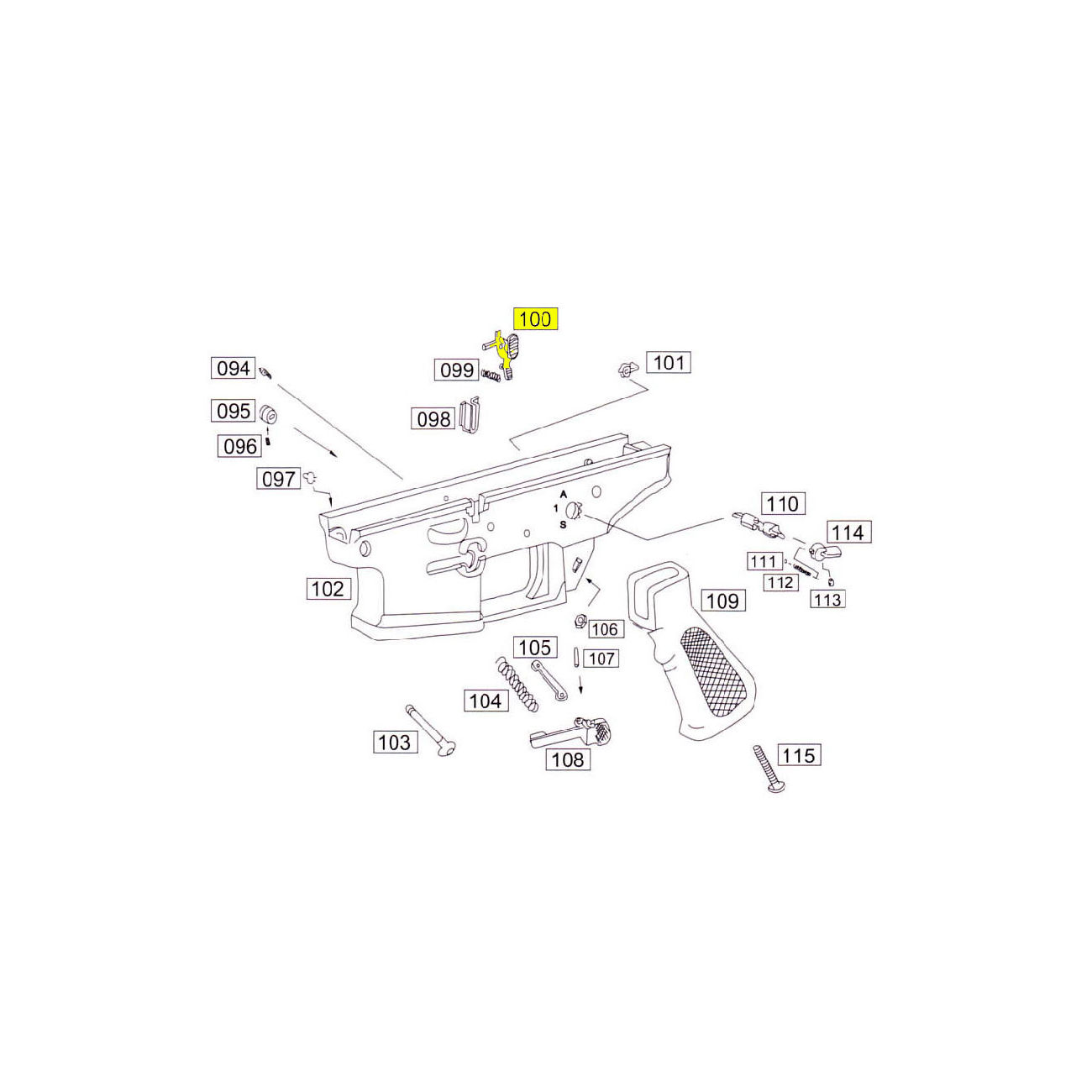 Wei-ETech SOCOM Part #100 Bolt Catch Part B