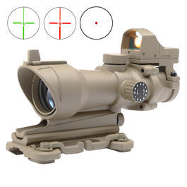 Aim-O TA01 Style Scope 4x32 rot / grn beleuchtet mit Mini Red Dot / QD-Mount tan AO 5321-DE