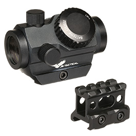 JS-Tactical Micro Red- / Green-Dot Sight inkl. 20 - 22 mm Halterung / Scope Riser schwarz