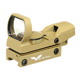 JS-Tactical Compact Red- / Green-Dot Sight mit 4 Absehen inkl. 20 - 22 mm Halterung Tan