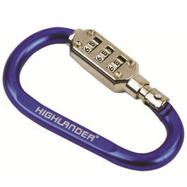 Highlander Karabiner mit Zahlenschloss Aluminium blau