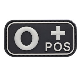 101 INC 3D Rubber Patch mit Klettflche Blutgruppe 0+ positiv schwarz/wei