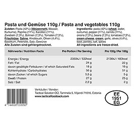 Tactical Foodpack Outdoor Mahlzeit Pasta und Gemüse Bild 4