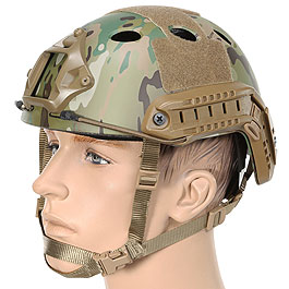 Nuprol Airsoft Helm FAST Railed mit NVG Mount MC-Camo